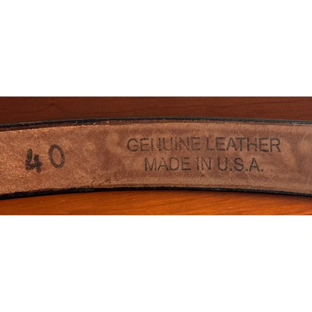 Tandy Leather Mens Brown Tooled Floral Acorn Belt Made in USA Size 40 Western